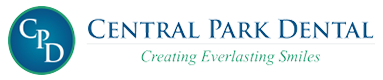 The image features a logo with text and graphic elements, including a stylized letter  C  and the name  Central Park Dental  below it.